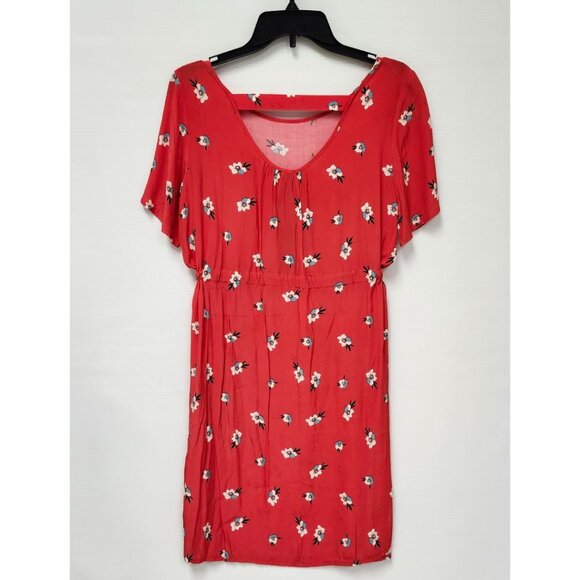 Seraphine Women's Red Floral Open Back Midi Maternity Dress W/Belt Size 4 & 8 - Picture 2 of 7